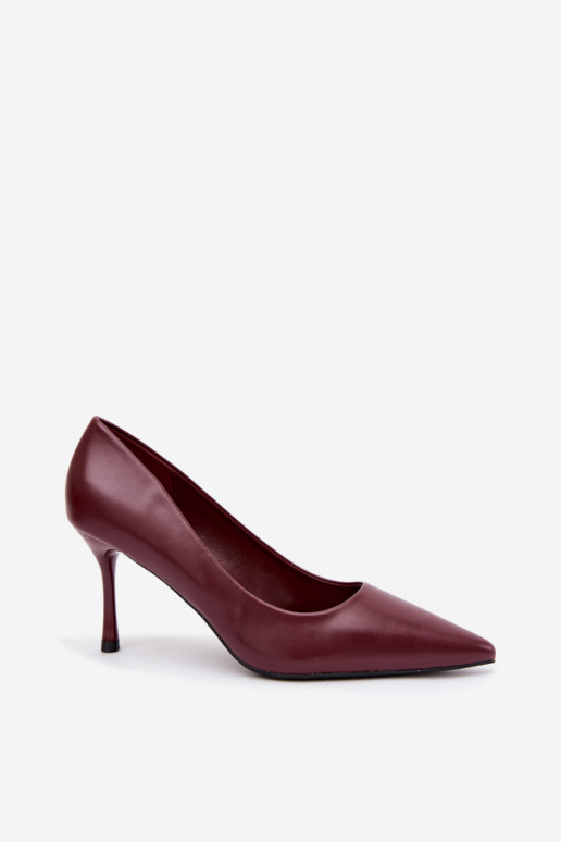 Classic high-heeled shoes made of faux leather, burgundy Nesha