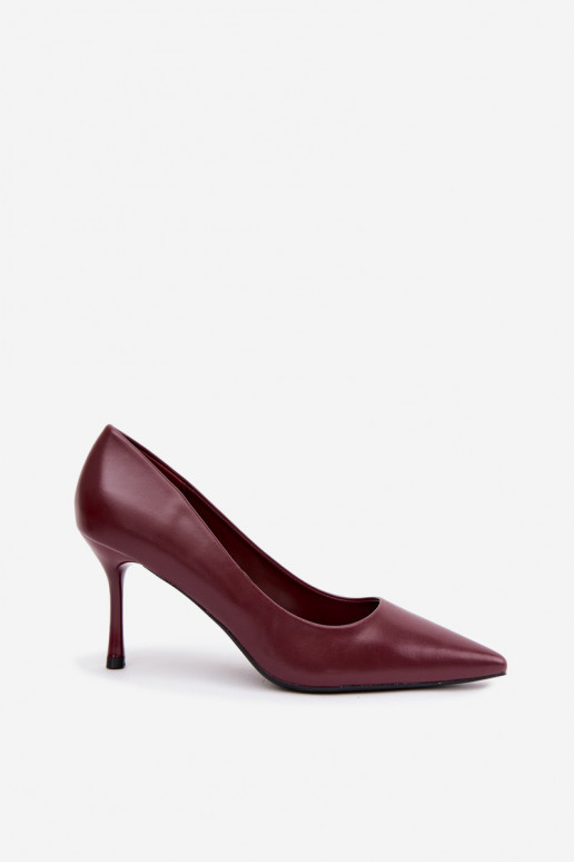 Classic high-heeled shoes made of faux leather, burgundy Nesha