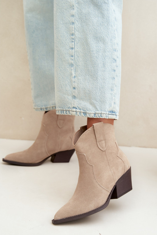 Slip-on cowboy style ankle boots in faux suede ivory Beretta
