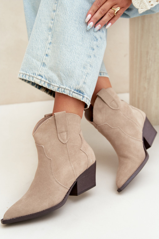 Slip-on cowboy style ankle boots in faux suede ivory Beretta