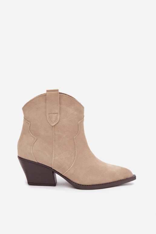 Slip-on cowboy style ankle boots in faux suede ivory Beretta