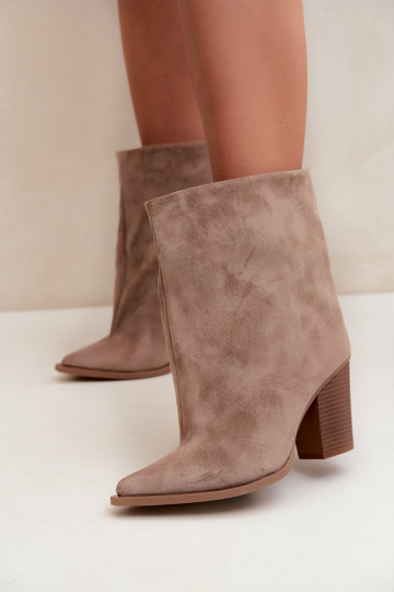 Women's ankle boots pointed toe in chaki color Hileta 2