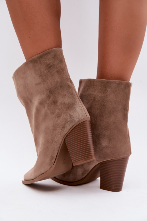 Women's ankle boots pointed toe in chaki color Hileta