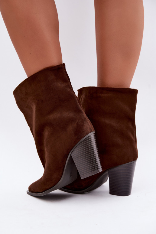 Women's ankle boots pointed toe in brown color Hileta