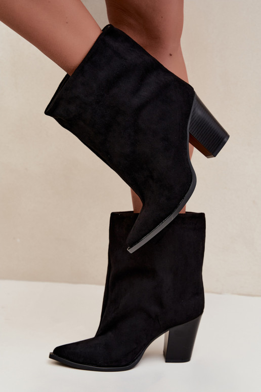 Women's ankle boots pointed toe in black color Hileta