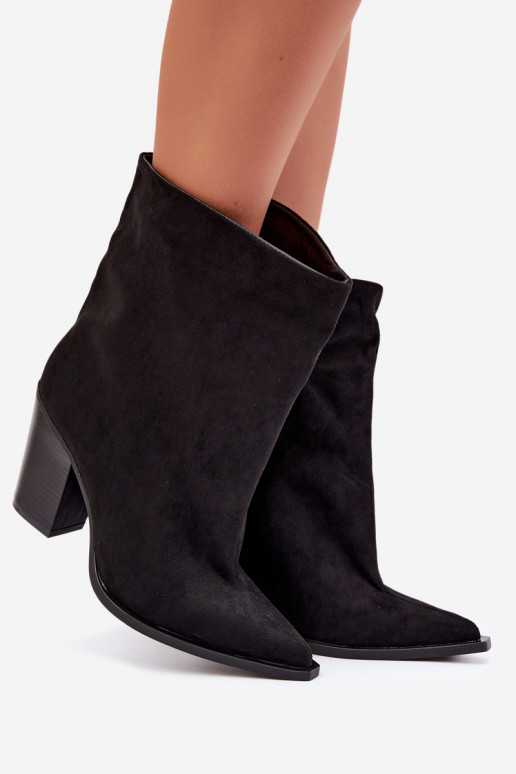 Women's ankle boots pointed toe in black color Hileta