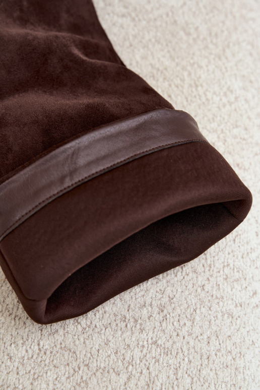 Women's knee-high slip-on boots with heels in faux suede chocolate color Carmina
