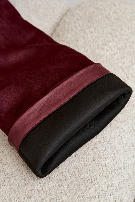 Women's knee-high slip-on boots with heels in faux suede burgundy color Carmina