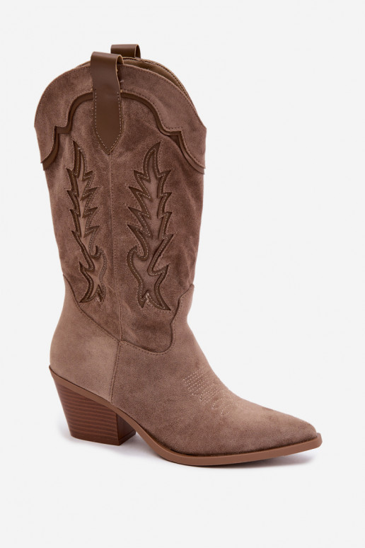 Cowboy-style knee-high boots in khaki Betina