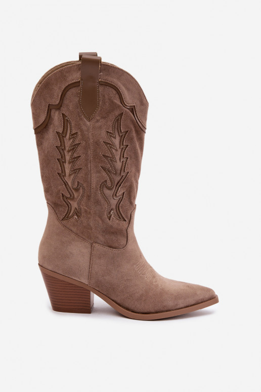 Długie buty kowbojskie w khaki Betina
