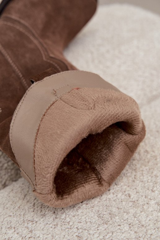Knee-high cowboy-style boots in natural suede with insulation and heels in brown color Radley