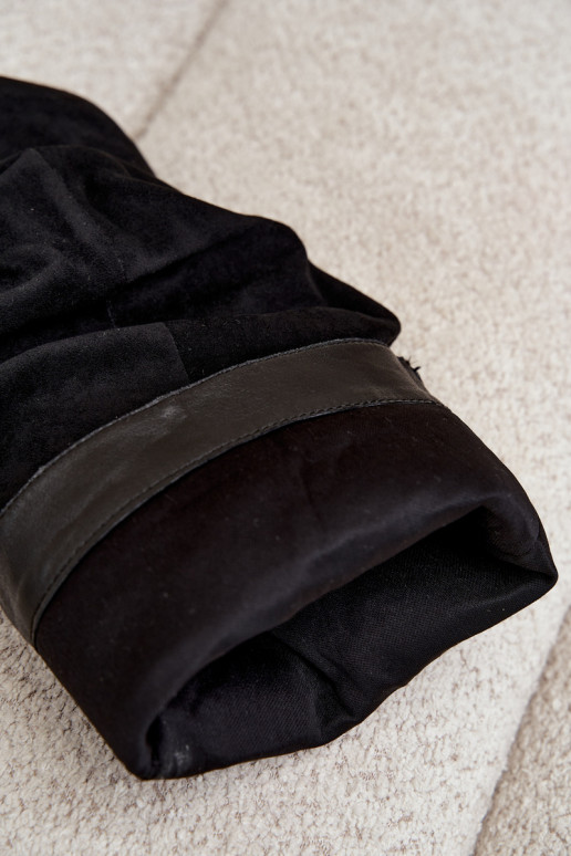 Black wrinkled knee-high boots with kitten heel made of suede LoĮen