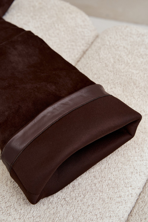 Slip-on women's knee-high boots with thin heels in chocolate color Corly