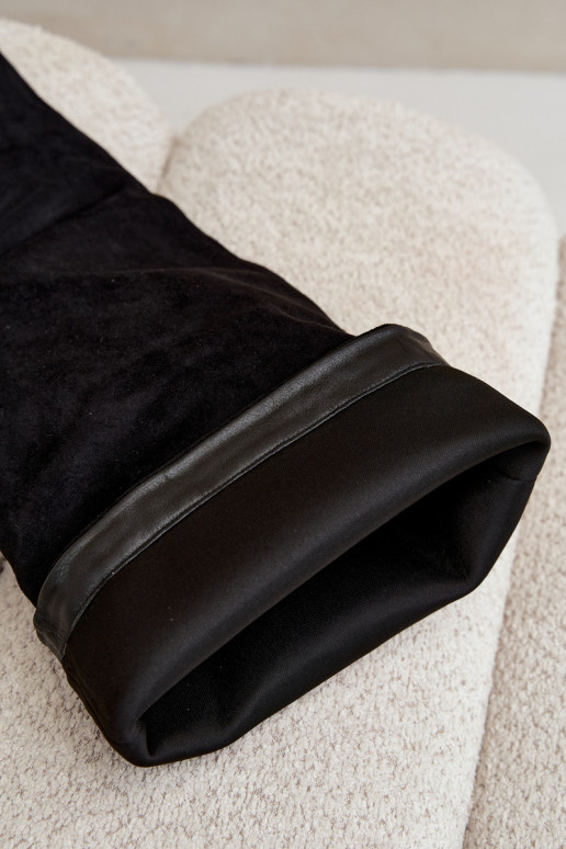 Slip-on women's knee-high boots with thin heels in black color Corly
