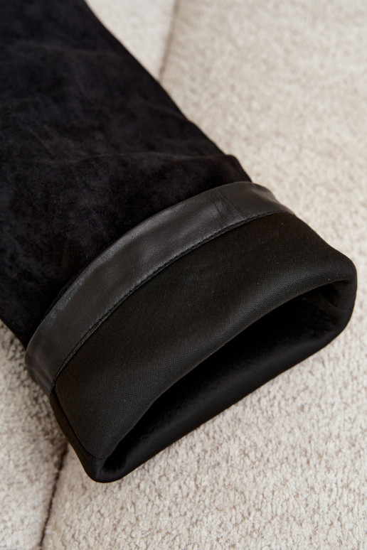 Black slip-on knee-high boots with heels and pointed toes Blenia
