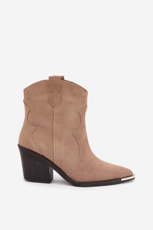 Khaki suede cowboy-style insulated boots with heels Pelsa