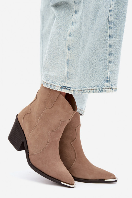 Khaki suede cowboy-style insulated boots with heels Pelsa
