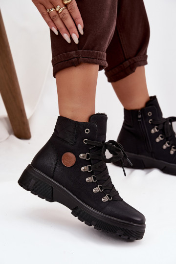 black insulated women's boots with platform Zaraine