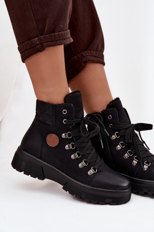 black insulated women's boots with platform Zaraine