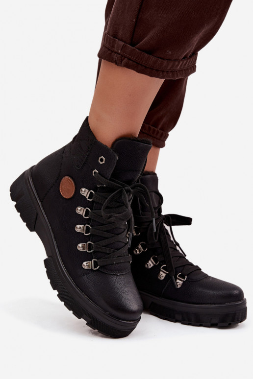 black insulated women's boots with platform Zaraine