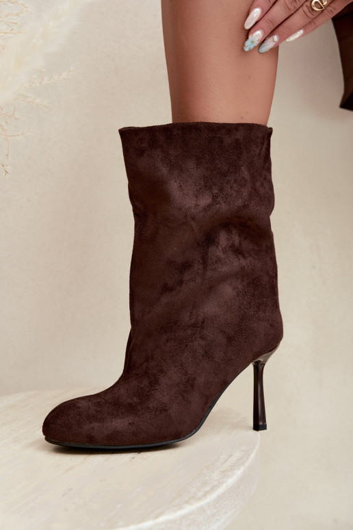 Chocolate-colored ankle boots with slim heels Slouchy Penrose