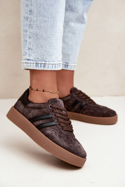 Women's sneakers in chocolate faux suede Bellmont