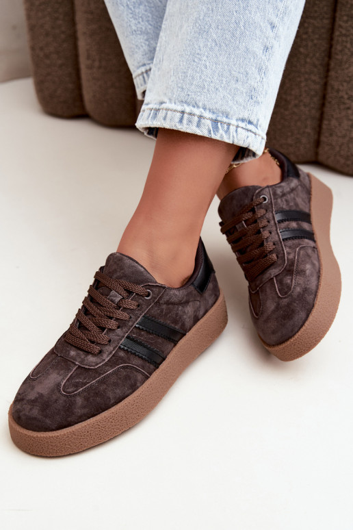Mahogany faux suede women's sneakers Bellmont