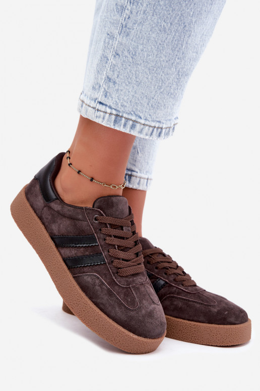Women's sneakers in chocolate faux suede Bellmont