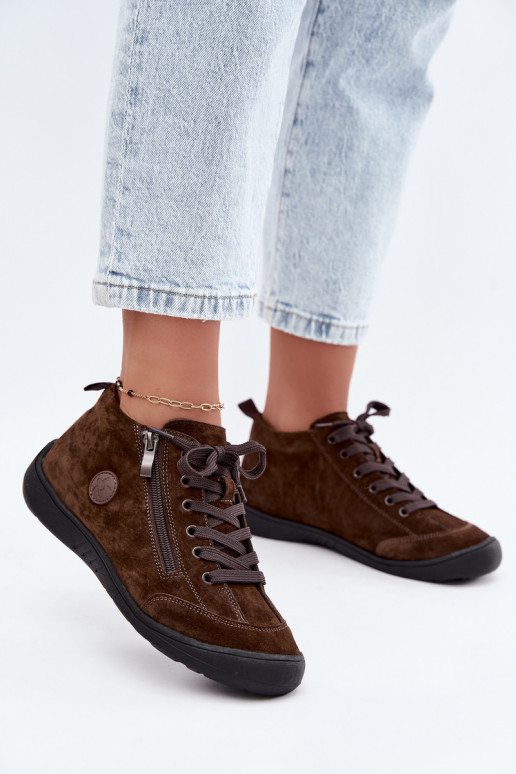 Chocolate faux suede women's shoes Brindle