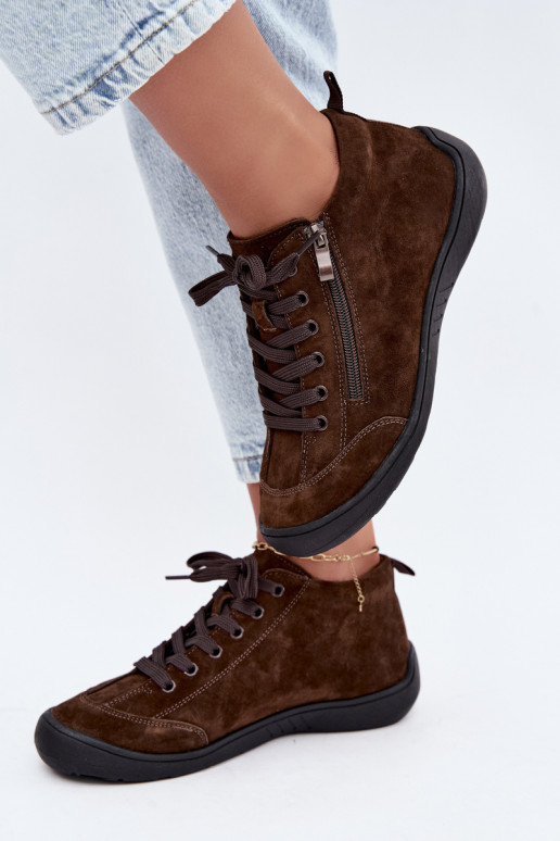 Chocolate faux suede women's shoes Brindle