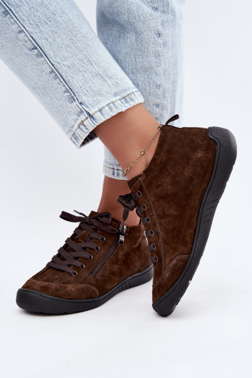 Women's shoes in chocolate faux suede Brindle