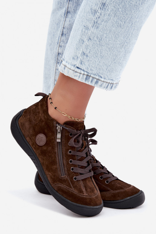 Chocolate faux suede women's shoes Brindle