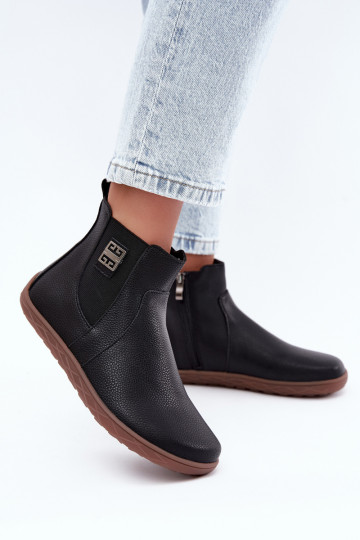 Czarne skórzane buty Barefoot Altie