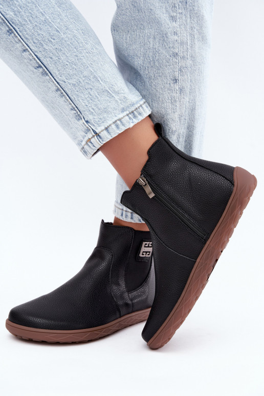 Black leather shoes Barefoot Altie