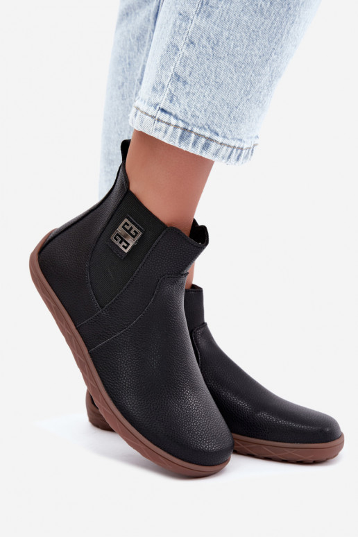 Czarne skórzane buty Barefoot Altie