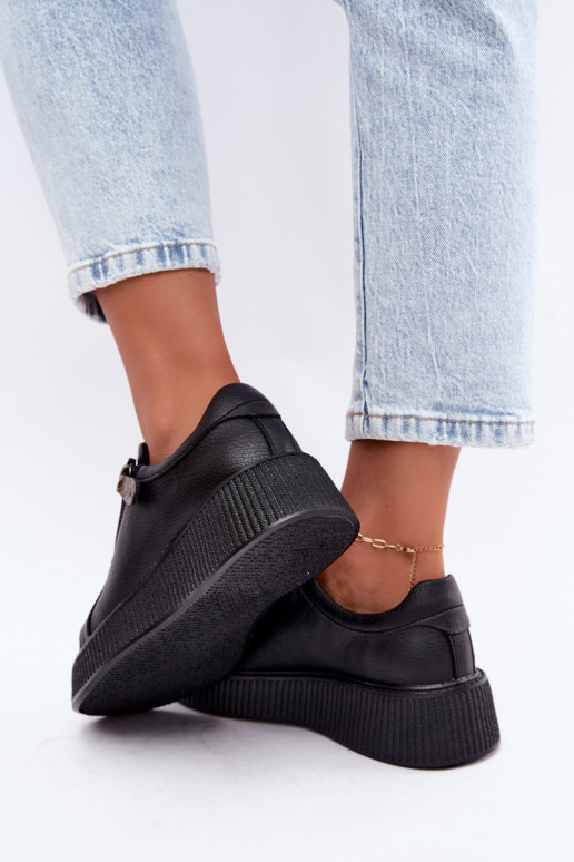 Women's sneakers with platform in black faux leather Corisa