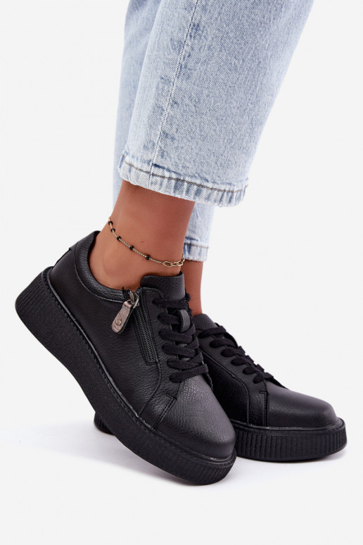 Women's sneakers with platform in black faux leather Corisa
