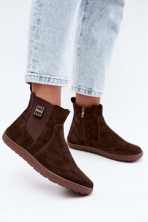 Chocolate suede shoes Barefoot Altie