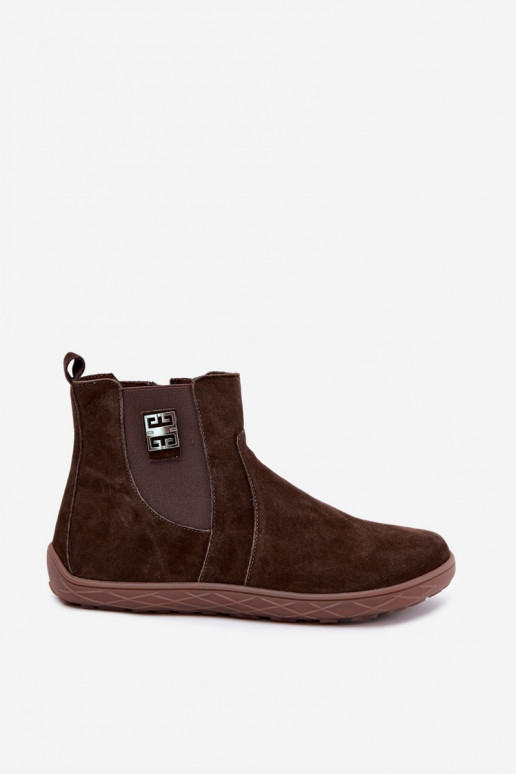 Czekoladowe zamszowe buty Barefoot Altie