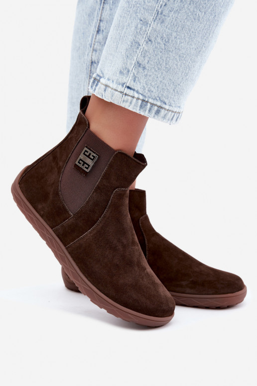 Czekoladowe zamszowe buty Barefoot Altie