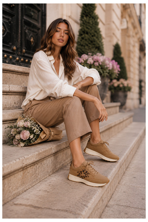 Women's sneakers LOTTO 2401931U CALENTO in brown with leopard print