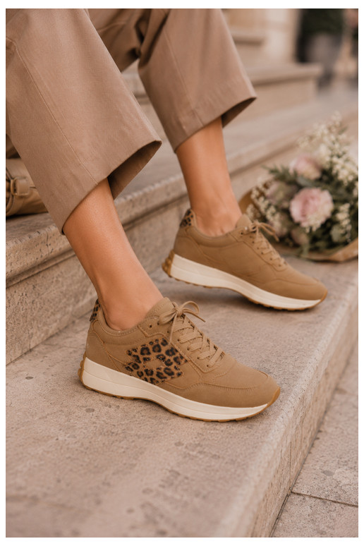 Sneakers damskie LOTTO 2401931U CALENTO w brązowym kolorze w panterkę