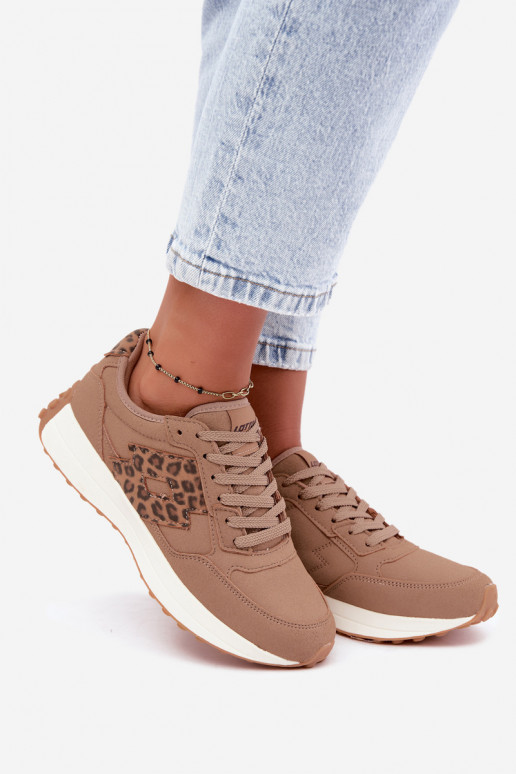 Women's sneakers LOTTO 2401931U CALENTO in brown with leopard print