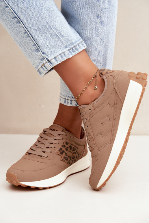Women's sneakers LOTTO 2401931U CALENTO in brown with leopard print