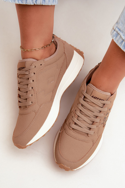 Sneakers damskie LOTTO 2401931U CALENTO w brązowym kolorze w panterkę