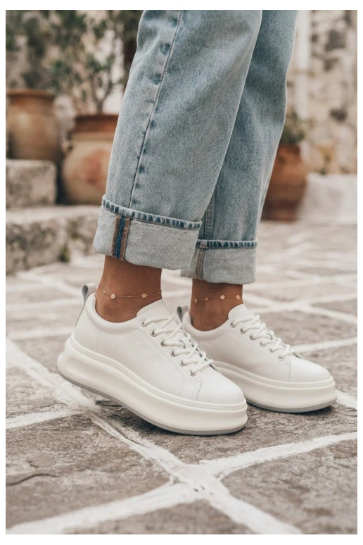 Białe damskie sneakersy na platformie GOE SS2N4021