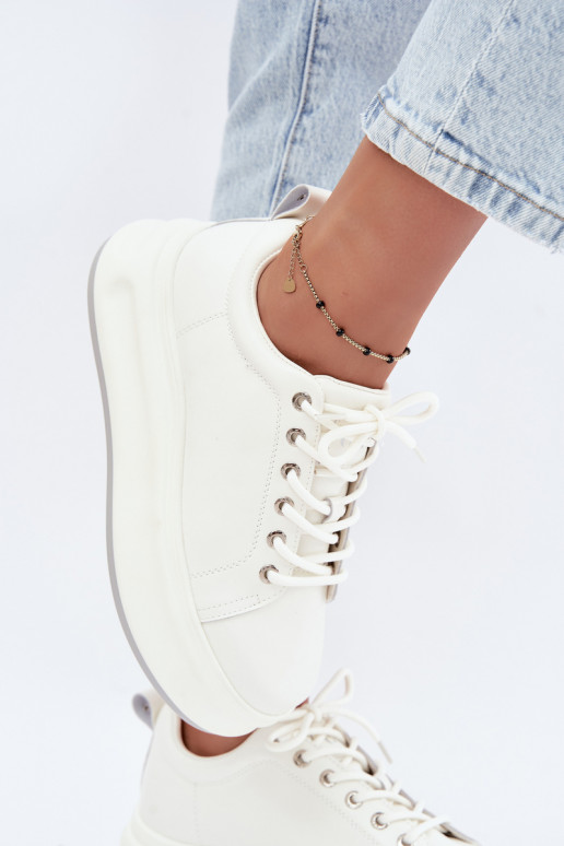 Białe damskie sneakersy na platformie GOE SS2N4021