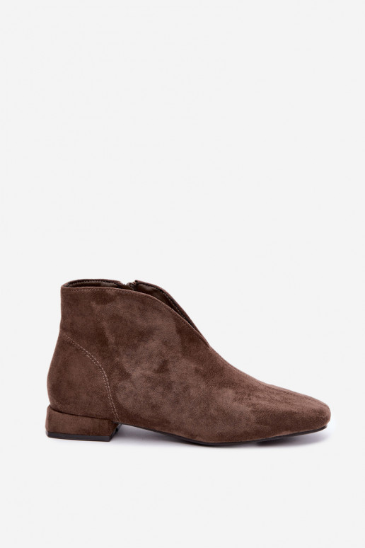 Khaki low ankle boots Cut Out with wide heels Canella