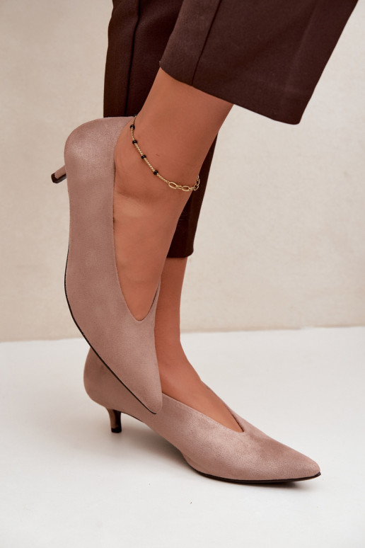 Beżowe zamszowe buty z Kitten Heel Nuretta