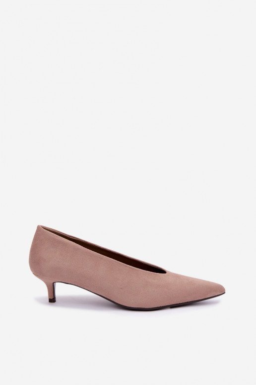 Beżowe zamszowe buty z Kitten Heel Nuretta